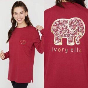 Ivory Ella | "Rumba Red" Blooming Mandala Ella Long Sleeve Tee | Size Small